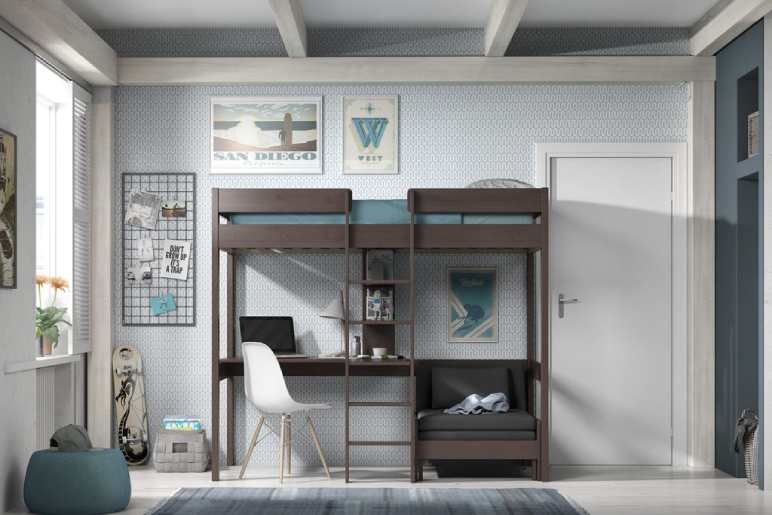 Loft Bed With Desk And Futon Or Sofa Bed