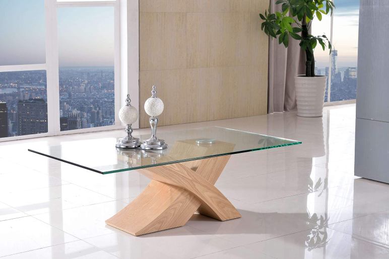 Stylish Wood and Glass Coffee Table