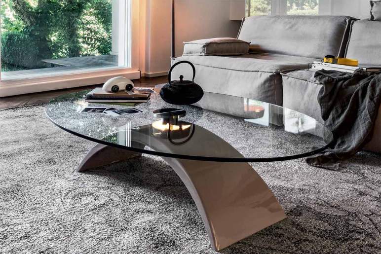 Elegant Oval Glass Coffee Table