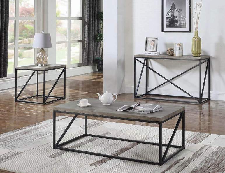 Industrial-inspired Glass and Metal Coffee Table